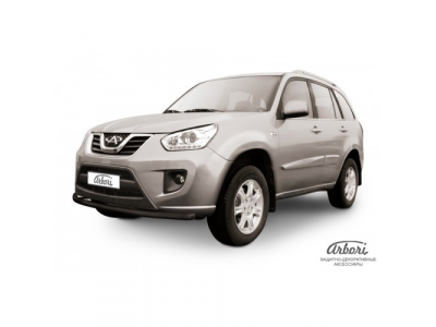 Защита переднего бампера Arbori d57 черная CHERY TIGGO FL 2013-