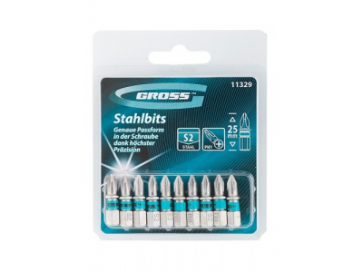 Набор бит PH1х25, сталь S2, 10шт //GROSS