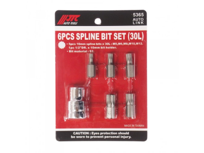 JTC Набор бит 1/2" SPLINE с держателем М5-12 6 предметов JTC